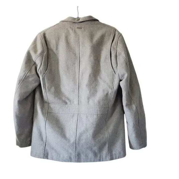 Michael Kors Mens Grey Wool Zip Shell Lined Pea Coat Jacket M - Picture 3 of 7
